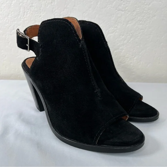 Frye Courtney Slingback Peep Toe Leather Block Heeled Sandals Mules Size 6.5 - Picture 2 of 13